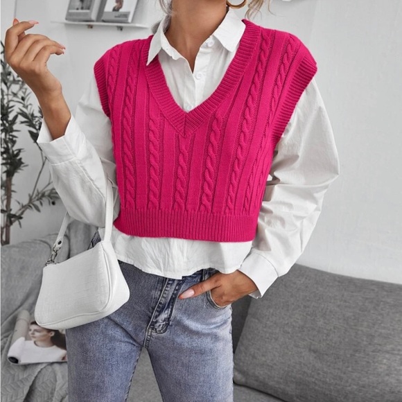 Hot Pink Sweater Vest - Picture 2 of 2